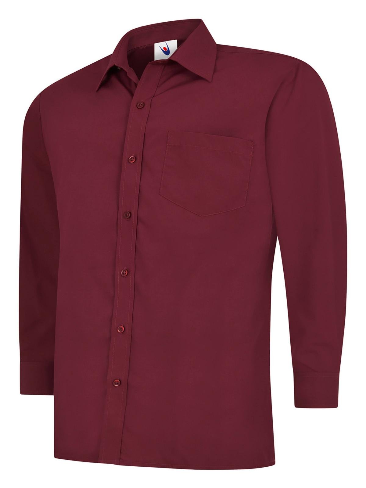 Mens Poplin Full Sleeve Shirt - Burgundy, 14.5