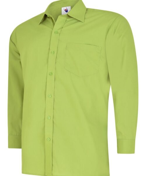 Mens Poplin Full Sleeve Shirt - Lime, 14.5