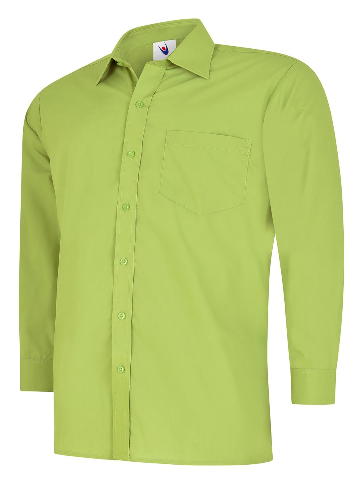 Mens Poplin Full Sleeve Shirt - Lime, 14.5