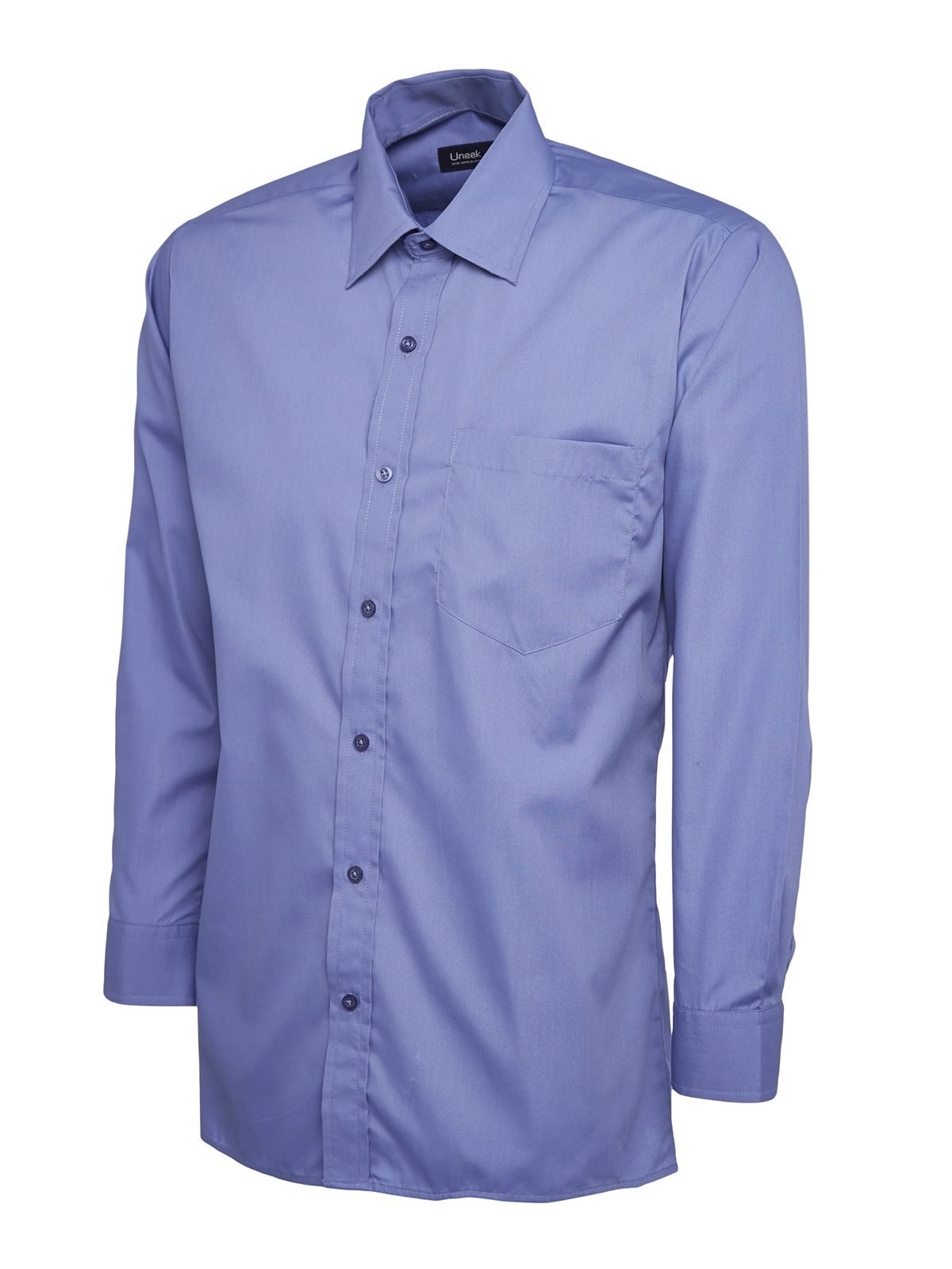 Mens Poplin Full Sleeve Shirt - Mid Blue, 14.5