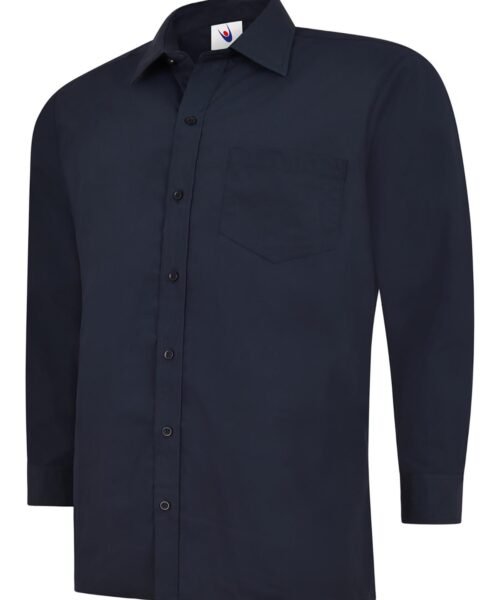 Mens Poplin Full Sleeve Shirt - Navy, 14.5