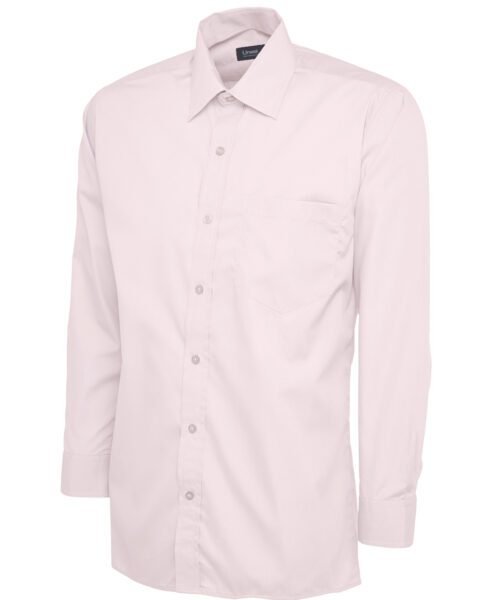 Mens Poplin Full Sleeve Shirt - Pink, 14.5