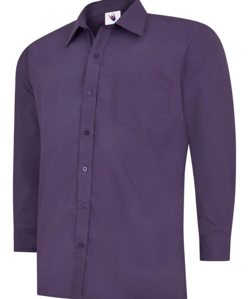Mens Poplin Full Sleeve Shirt - Purple, 14.5
