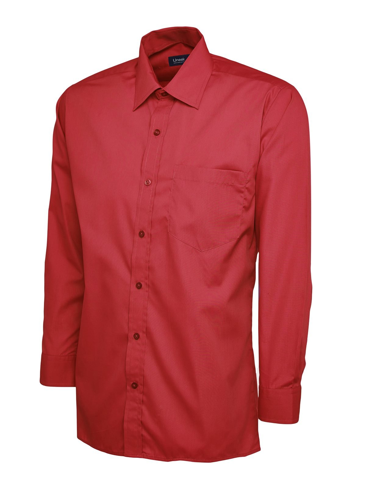 Mens Poplin Full Sleeve Shirt - Red, 14.5