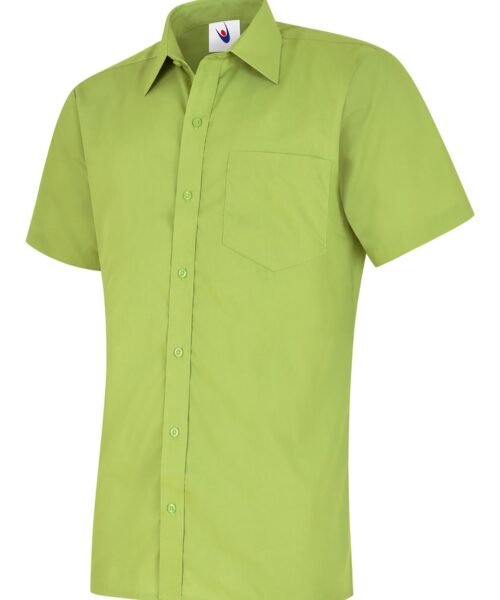 Mens Poplin Half Sleeve Shirt - Lime, 14.5