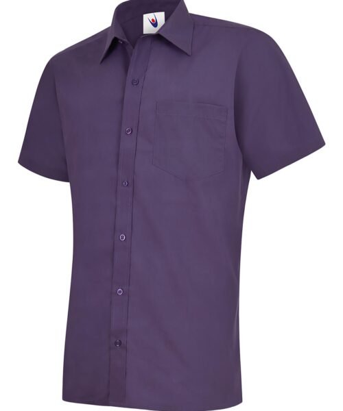 Mens Poplin Half Sleeve Shirt - Purple, 14.5