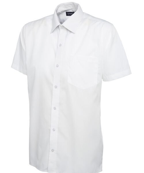 Mens Poplin Half Sleeve Shirt - White, 14.5