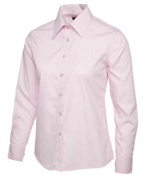 Ladies Poplin Full Sleeve Shirt - Pink, XS