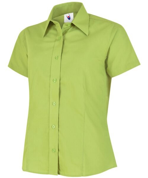 Ladies Poplin Half Sleeve Shirt - Lime, XS