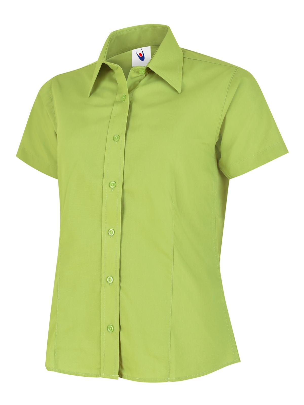 Ladies Poplin Half Sleeve Shirt - Lime, XS