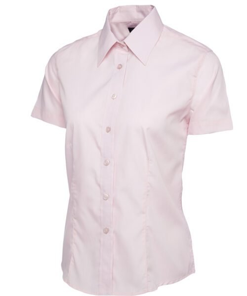 Ladies Poplin Half Sleeve Shirt - Pink, XS