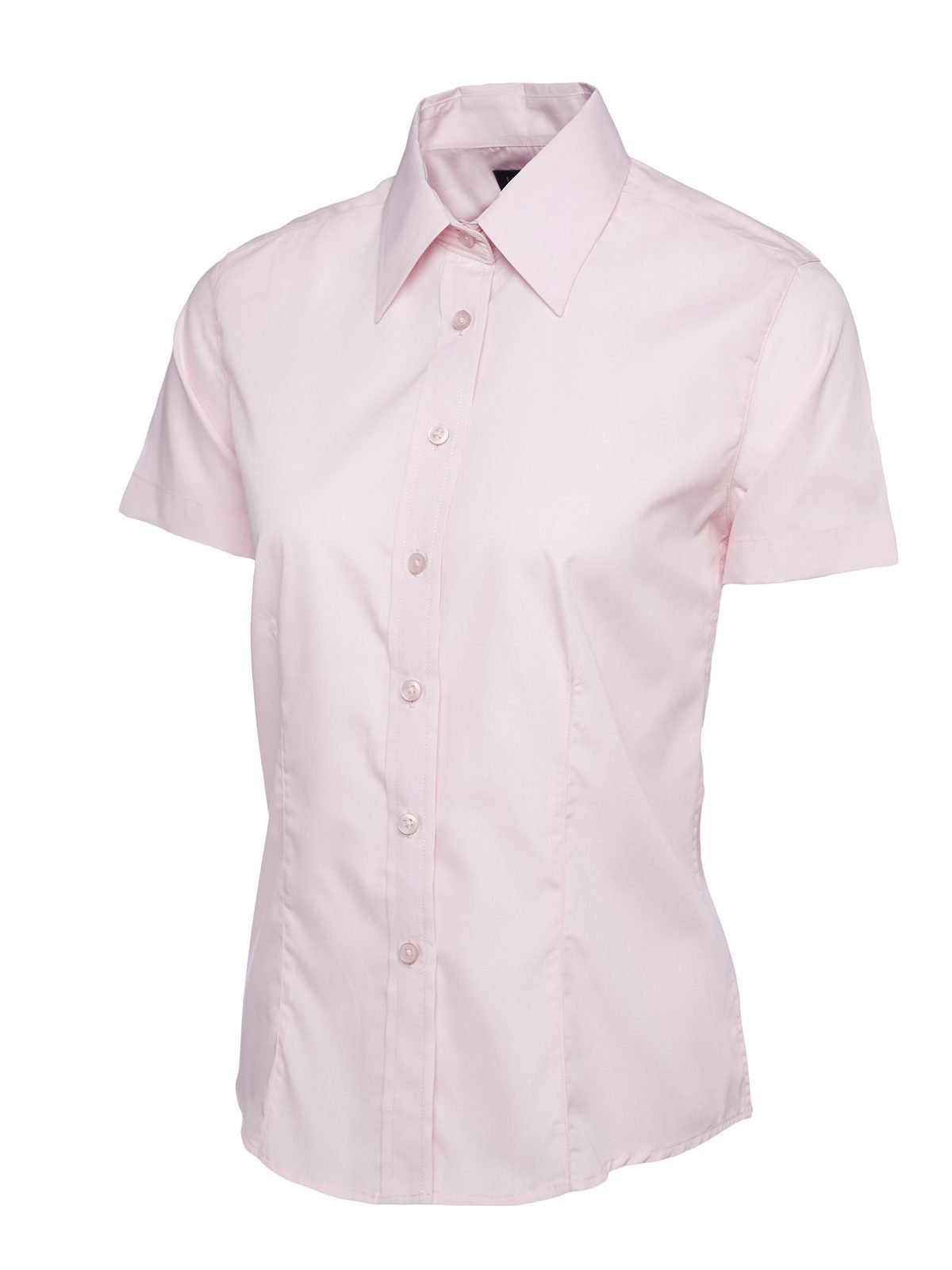 Ladies Poplin Half Sleeve Shirt - Pink, XS
