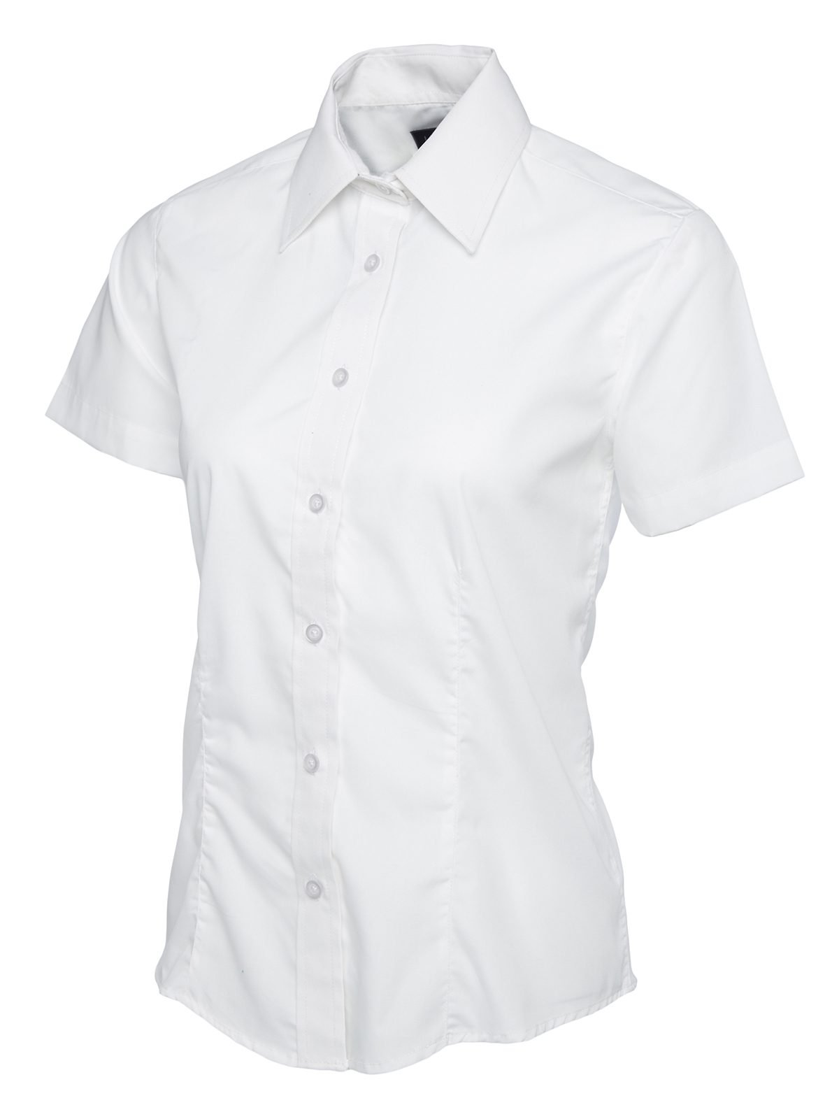 Ladies Poplin Half Sleeve Shirt - White, XS