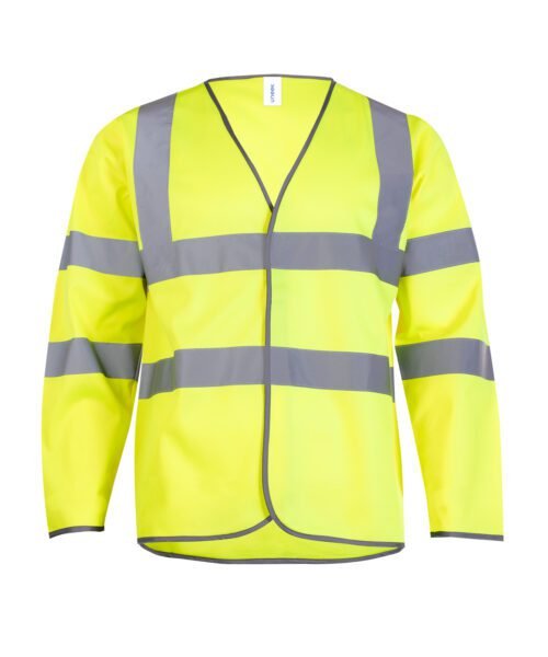 Long Sleeve Hi Vis Safety Waistcoat - Yellow, S