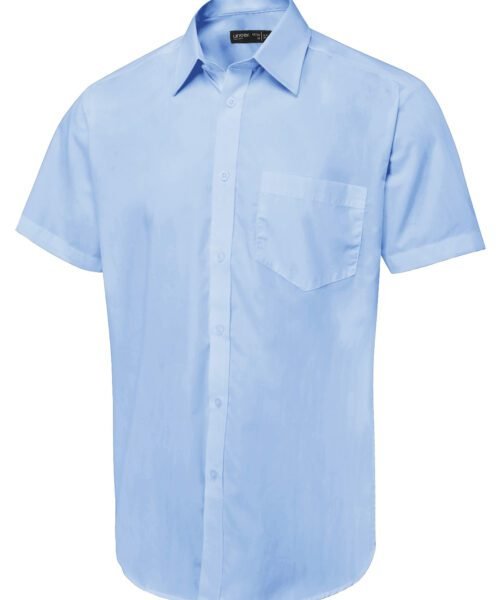 Men's Short Sleeve Poplin Shirt - Light Blue, 14.5