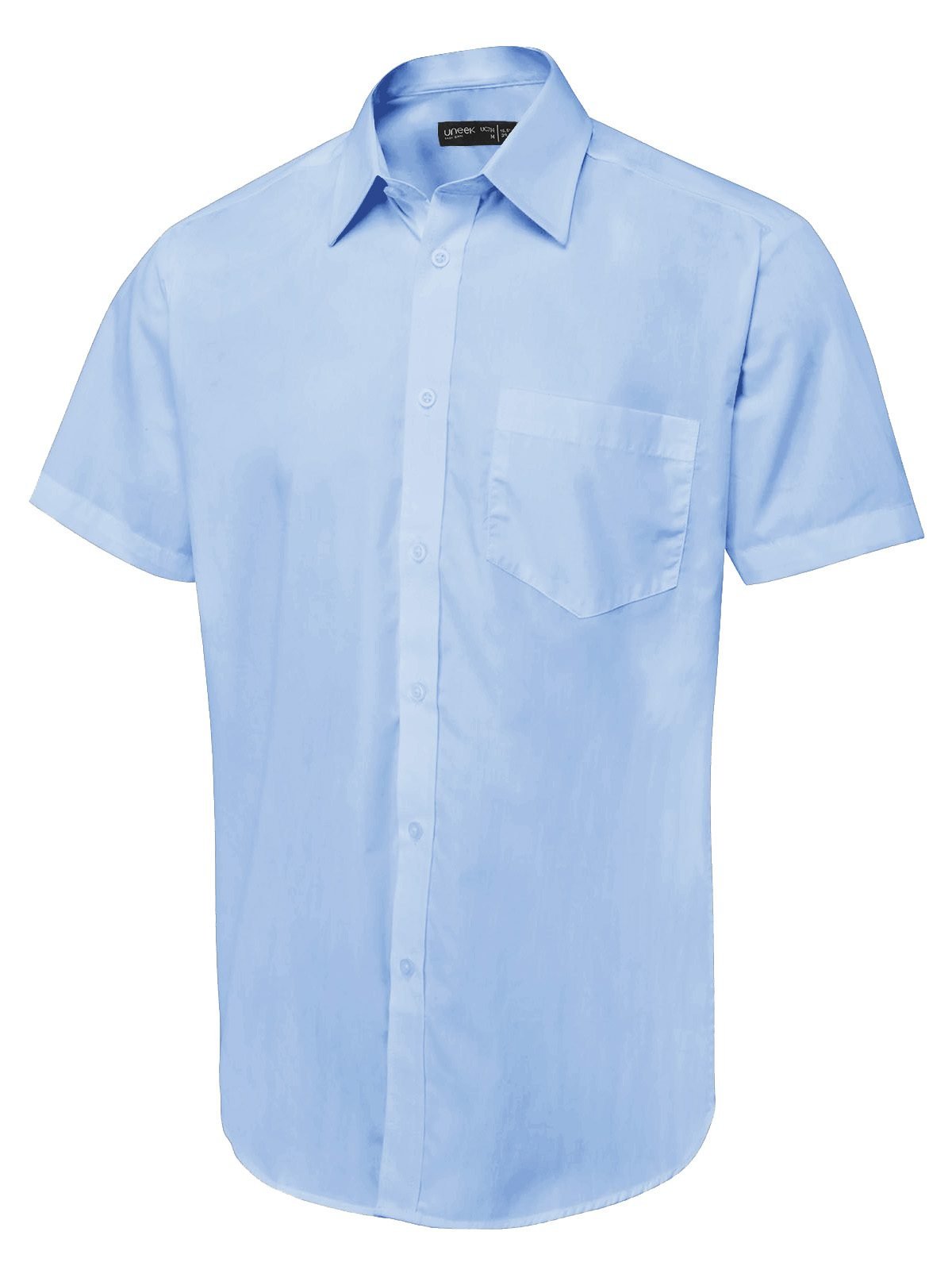 Men's Short Sleeve Poplin Shirt - Light Blue, 14.5