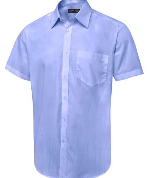 Men's Short Sleeve Poplin Shirt - Mid Blue, 14.5