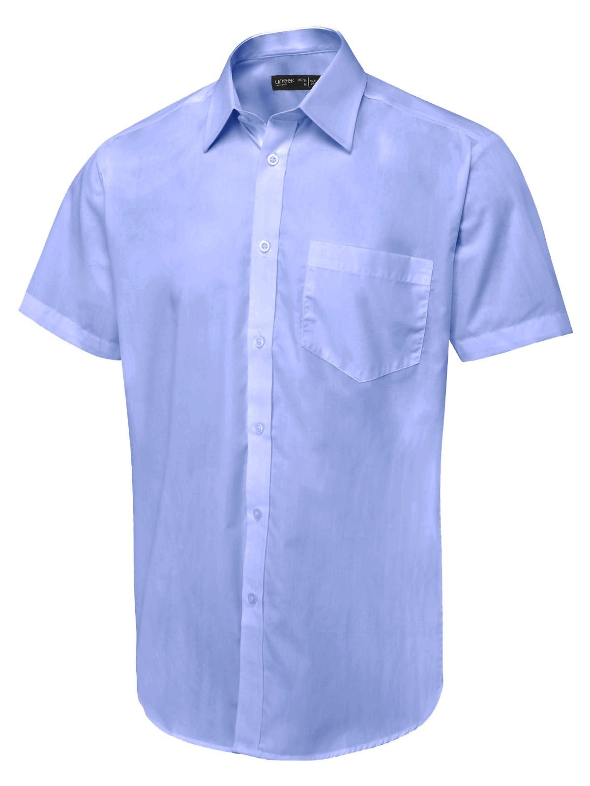 Men's Short Sleeve Poplin Shirt - Mid Blue, 14.5