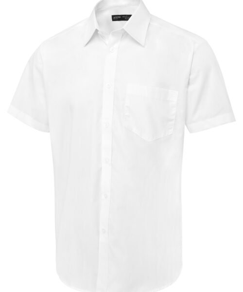 Men's Short Sleeve Poplin Shirt - White, 14.5