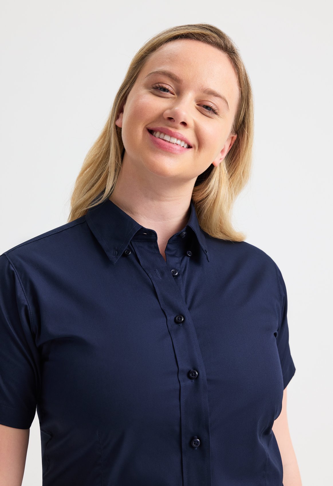 Ladies Pinpoint Oxford Half Sleeve Shirt - Image 5