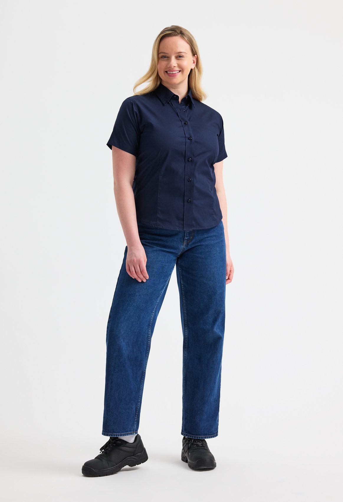 Ladies Pinpoint Oxford Half Sleeve Shirt - Image 3