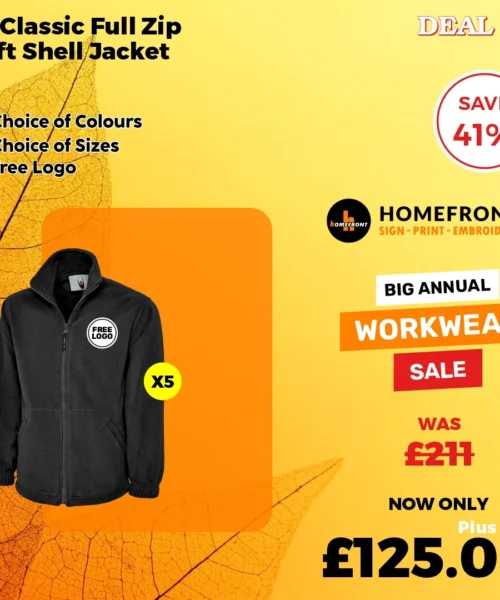 Deal 11: 5-Softshell Jackets With Free Embroidered Logo