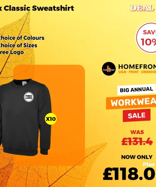 Deal 13: Pack Of 10 Embroidered Classic Sweatshirts Deal