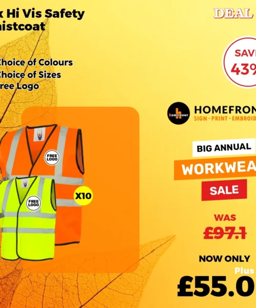 Deal 14: Pack Of 10 Hi Vis Safety Vest Workwear Bundle