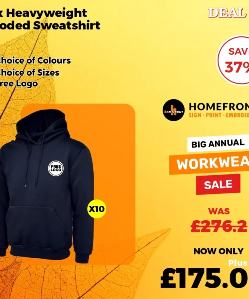Deal 16: 10 Heavyweight Workwear Hoodies - Free Embroidered
