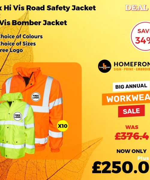 Deal 17: 10 Hi Vis Jackets – Logo Embroidered Front & Back