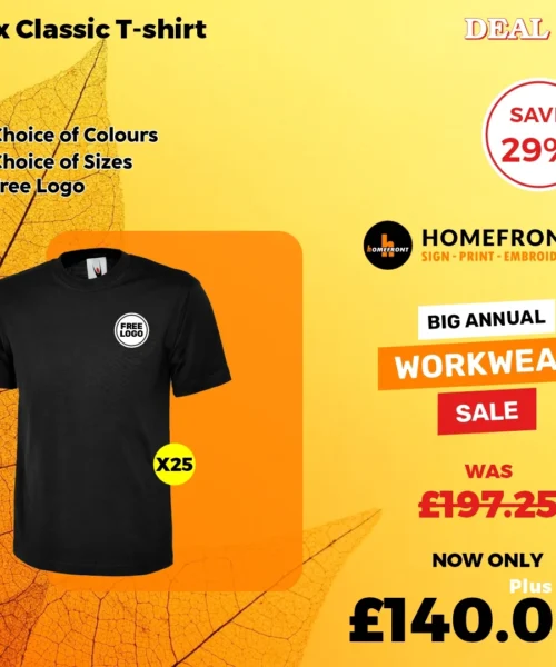 Deal 18: 25 Classic T-Shirts  With Free Embroidered Logo