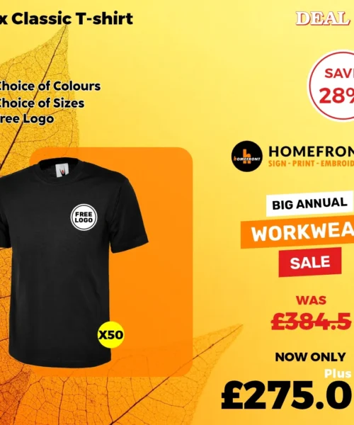 Deal 22: 50 Classic T-Shirts With Free Embroidered Logo