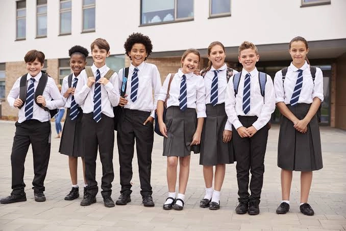 Children wearing school uniform