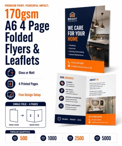 170gsm A6 4 Page Folded Flyers & Leaflets with Free Design Setup (1)