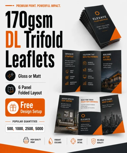 170gsm DL Trifold Leaflets with Free Design Setup