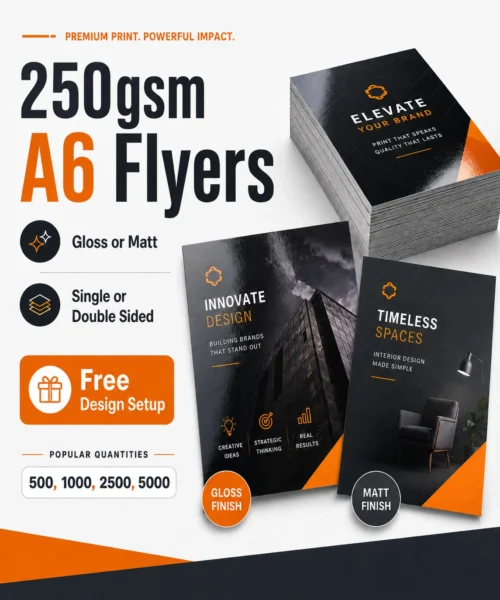 250gsm A6 flyers printing with gloss or matt finish