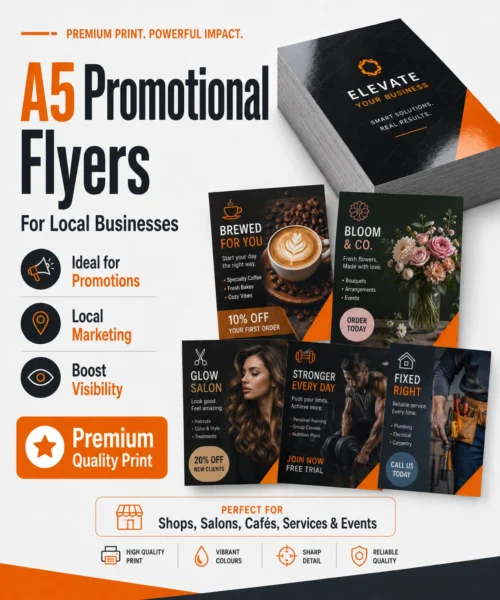A5 promotional flyers for local businesses
