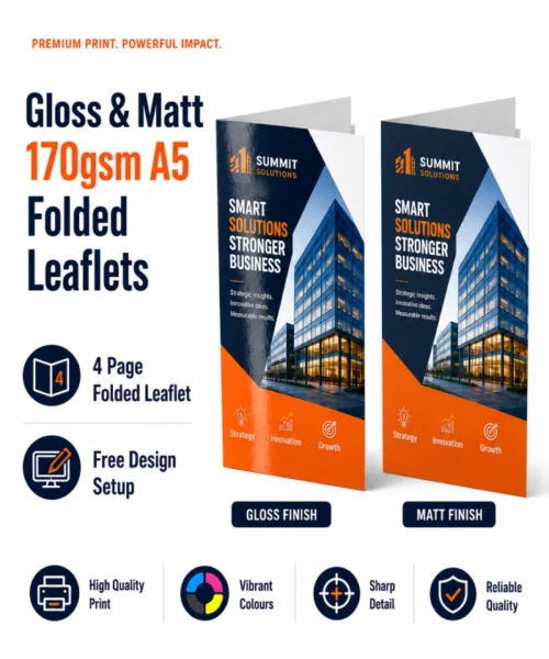 gloss and matt 170gsm A5 folded leaflets