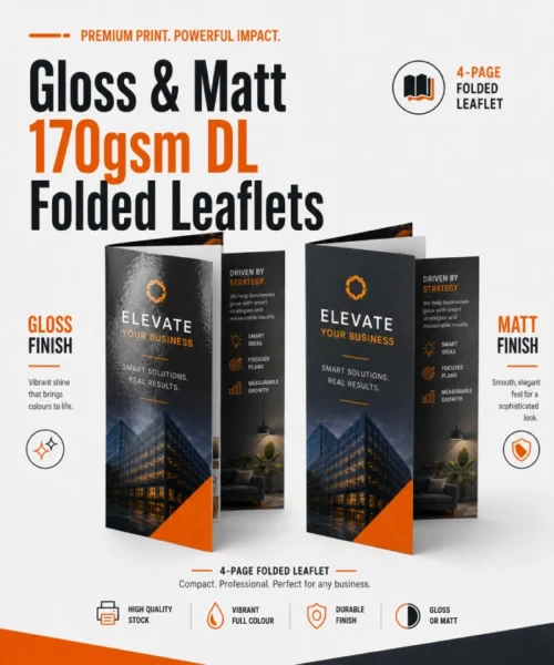 gloss and matt 170gsm DL folded leaflets