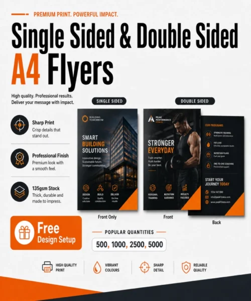 single sided and double sided A4 flyers