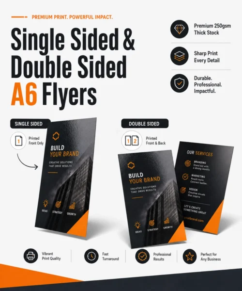 single sided and double sided A6 flyers