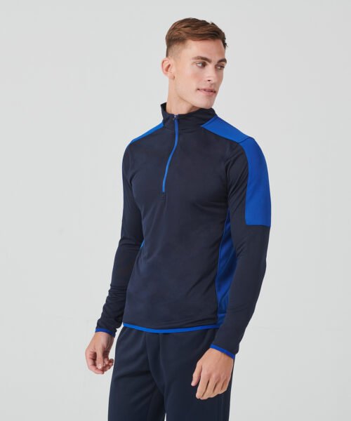 Personalised ¼ zip mid-layer with contrast panelling  - Finden & Hales LV571